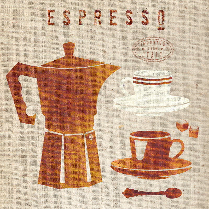 Espresso On Linen by Studio Mousseau - No Frame Print on Canvas, 91cm H x 91cm W x 3.8cm D
