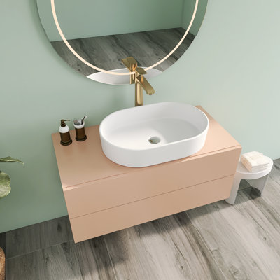 Évier ovale 23 po pour meuble-lavabo, évier à surface solide en pierre