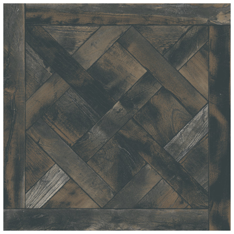 Kings Forest Lattice 17-5/8 In. X 17-5/8 In. Ceramic Floor And Wall Tile, Black/Brown