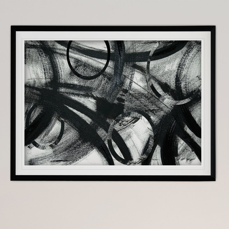 « rain on sable lake », reproduction de peinture à l’acrylique encadrée, H 30 po x l 40 po x P 1,5 po, Noir
