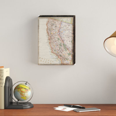 « rétro california côtière map », impression sur bois