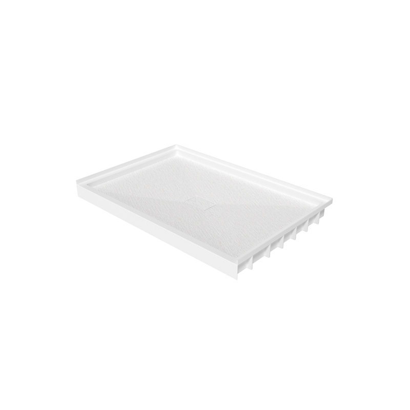 Base de douche 48 po L 48 po x l 32 po à simple seuil avec surface solide et texture antidérapante, Au centre