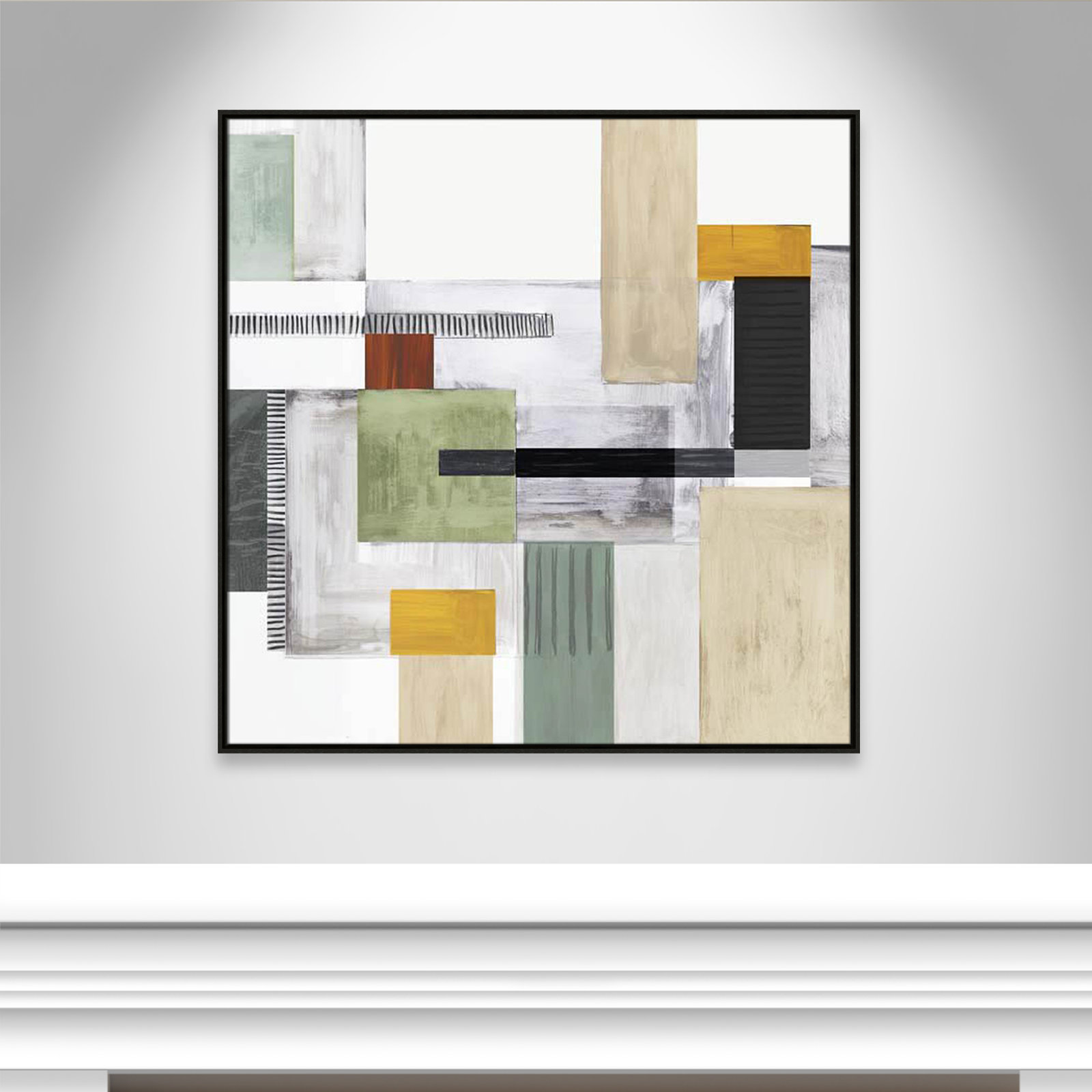 Playful Blocks, 41.5" H x 41.5" W x 2" D, Espresso Floater Framed