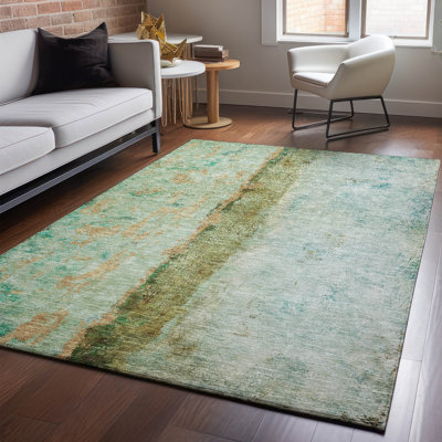 Premium Machine Washable Cerrito AMF605 Green Rug
