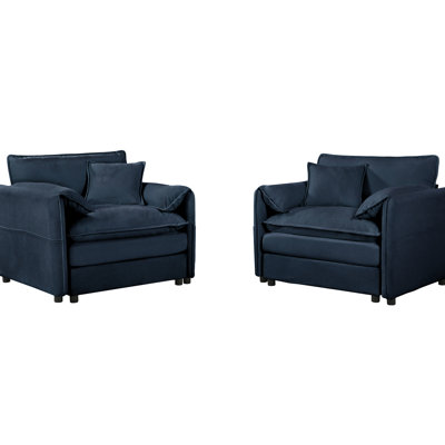Blue Chenille Chairs - Breathable Fabric For A Fresh Feel Comfy Armchairs Modern And Comfortable Interior,