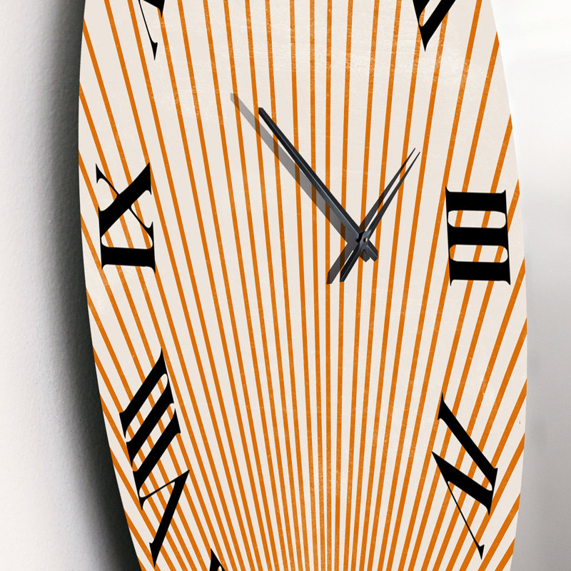 Orange Sun Print III - horloge murale moderne, Moyen