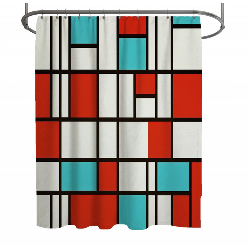 Mondrian Shower Curtain -  modern Bathroom Decor, 84"H x 70"W