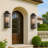 32” Matte Black Outdoor Wall Sconce With Ripple Glass, Hardwired Weatherproof Exterior Light, E26 Porch & Garage Lantern-201860162