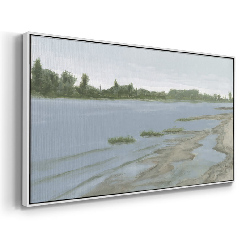 Tide Sands IV - Toile tendue avec châssis tendue, prête à être accrochée, H 25 po x l 49 po, Blanc