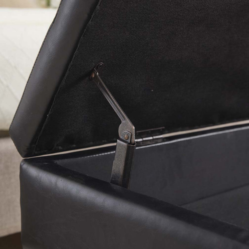Banc rembourré en similicuir avec 4 pieds, Polyuréthane noir