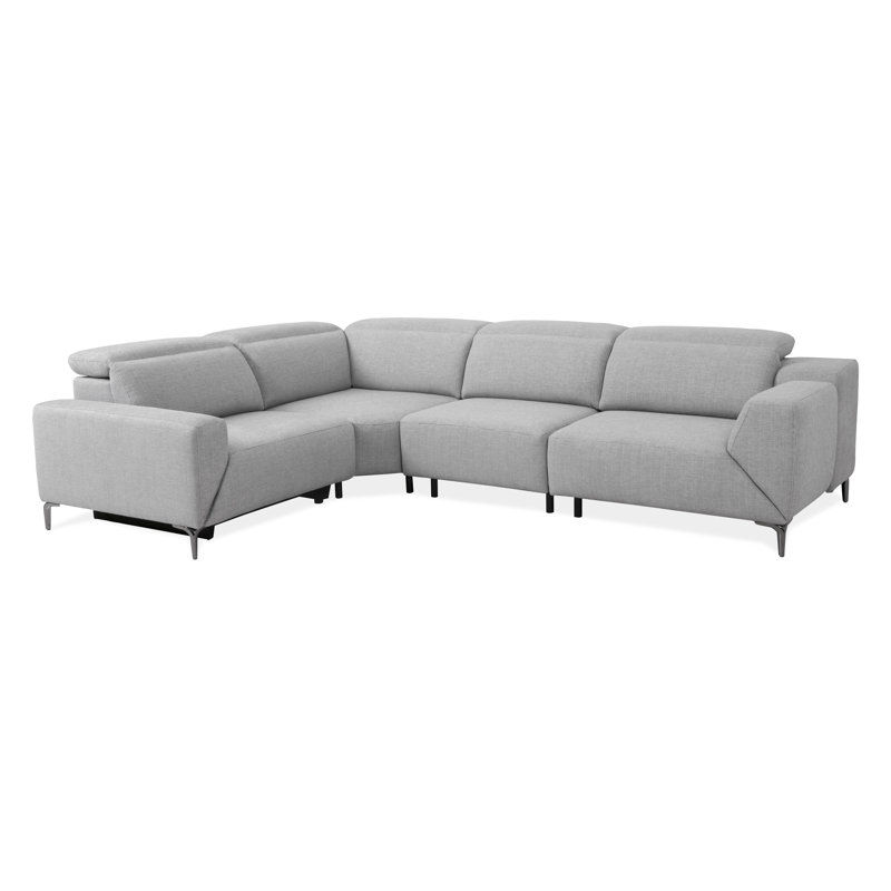 Cheridy 123.5" Power Reclining Sectional Sofa With Usb Port And Swivel Arm, Light Gray Fabric