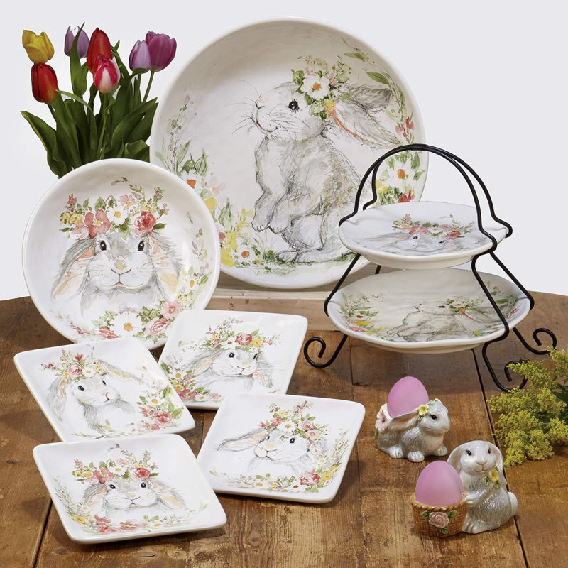 Assiettes plates 11 po Sweet Bunny, ensemble de 4