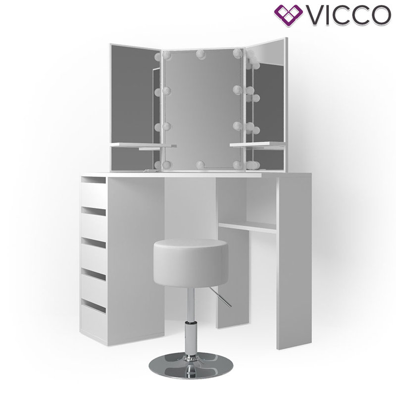 Russellville Dressing Table with Mirror, White