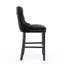 Velours tendance avec design, fabrication en bois, accents, haut dossier, de 2 chaises de bar rembourrées modernes noires, bouton, coussin en mousse d'élasticité en bois massif, 2