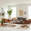 Fauteuil 31 po en cuir fleur brun et bois massif