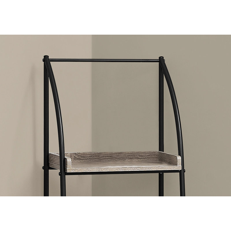 Bookshelf, Bookcase, Etagere, Corner, 3 Tier, 48"H, Office, Bedroom, Brown Laminate, Black Metal, Contemporary, Modern