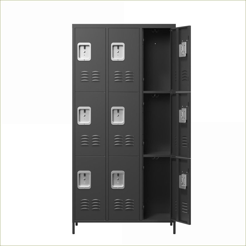 Casiers | 9 casiers de rangement sécurisés à 9 portes de 72 po de hauteur avec serrures individuelles, pour bureau scolaire, gris anthracite | Moderne | Chambre à coucher