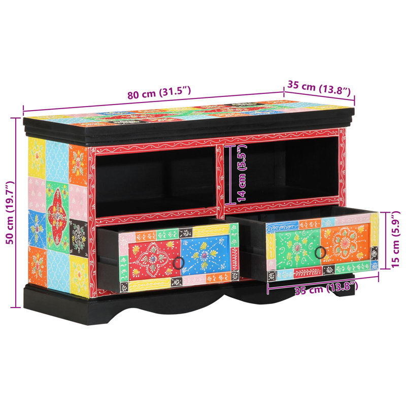 Solid Wood Rectangle Accent Cabinet
