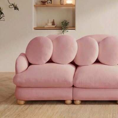 Canapé Comfy en chenille, canapé 3 places profond avec 4 coussins décoratifs, repose-pieds mobile, structure en bois massif pour le salon, la chambre à coucher