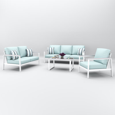Ronquillo 4 Person Seating Group With Sunbrella Cushions by Birch Lane