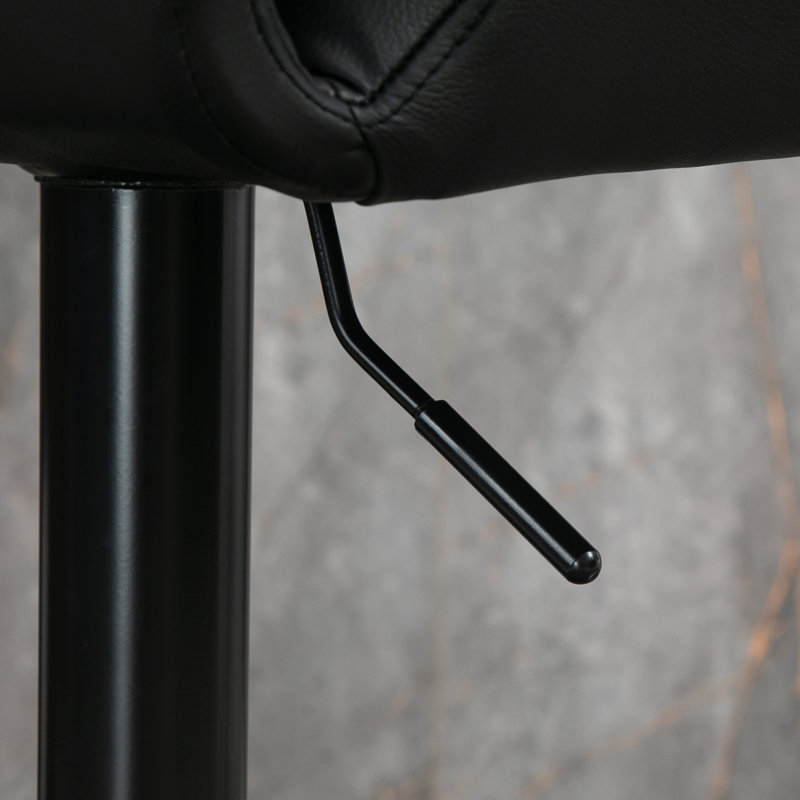Swivel Upholstered Adjustable Height Counter Stool with Metal Frame, Faux Leather Black