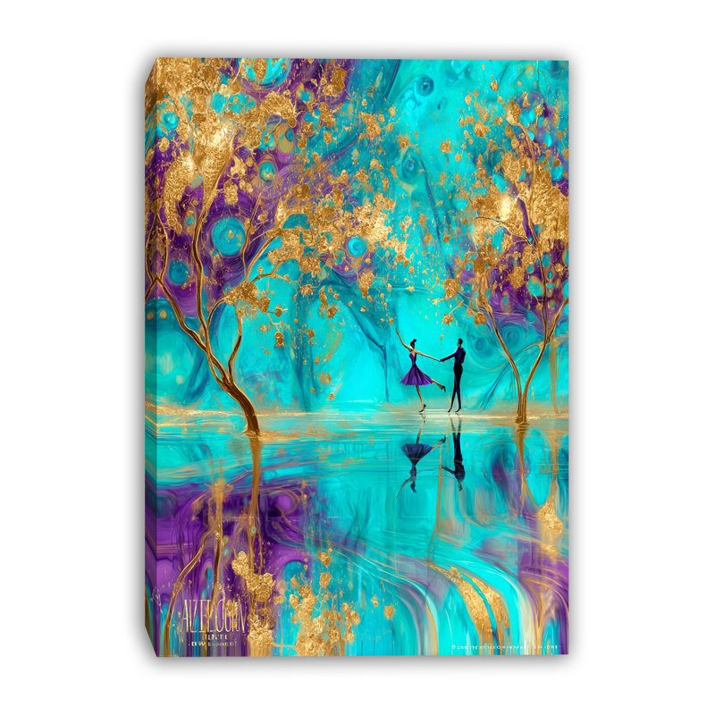 Art mural sur toile tendue turquoise, H 24 po x l 16 po x P 1,5 po