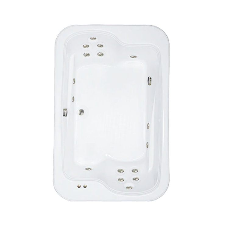 72" L x 45" W Drop In Whirlpool Acrylic Bathtub with Center Drain in White