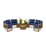 Circular Modular Outdoor 6 - Piece Teak Conversation Set