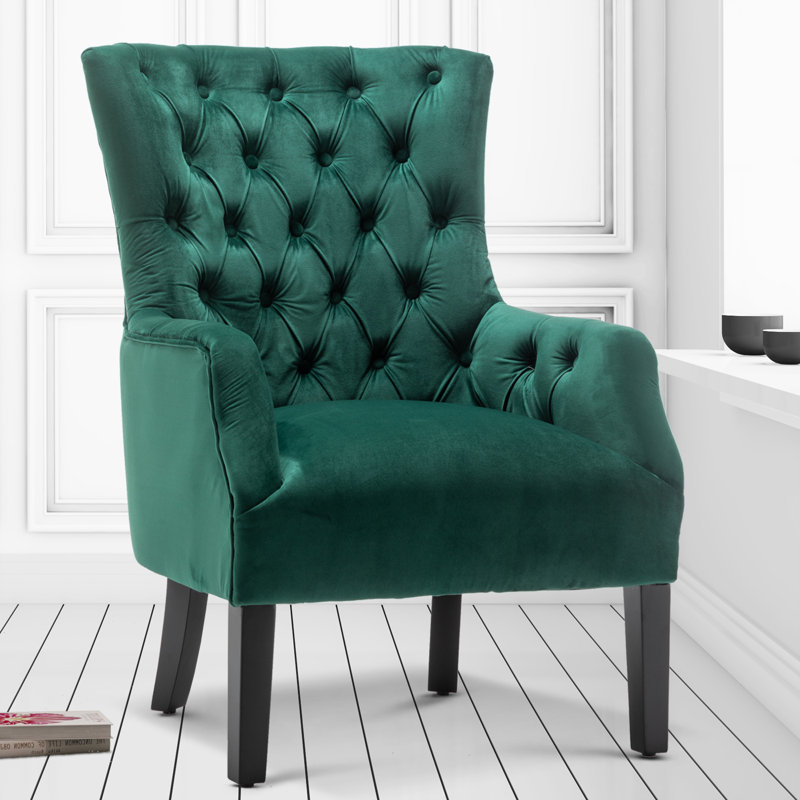 Dority Upholstered Wingback Chair, Emerald Green