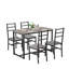 Ensemble de table de salle à manger de style campagnard Mid-Century 5 pièces avec 4 chaises ergonomiques pour des repas confortables et élégants-1237291346-1237291359