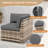 Outdoor Yellow PE Rattan Slant Back Wicker Sofa, 4 Armless Sofas Set, All-Weather Patio Couch For Porch, Backyard, Garden-377178366