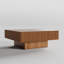 Table basse 31 po carrée moderne en bois massif brun avec tiroirs de rangement cachés à 2 voies, détails cannelés, parquet, table basse à grain de bois-1462684905-1462684907