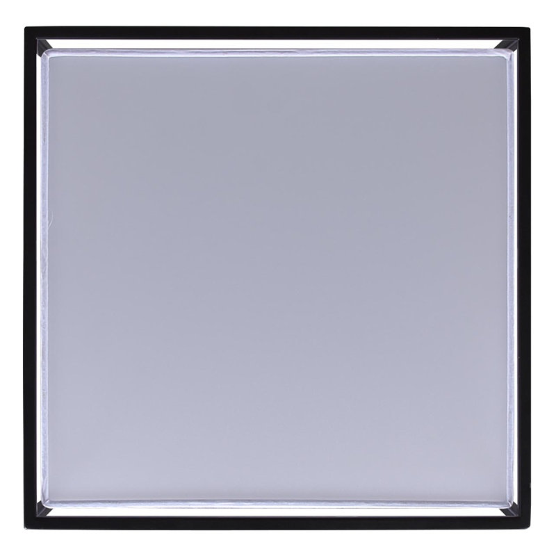 Jivon 12 In. 1 Light Integrated LED Black Contemporary Flush Mount With White Fabric Shade