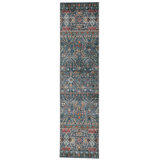 Aspers Machine Washable Teal and Ivory Area Rug