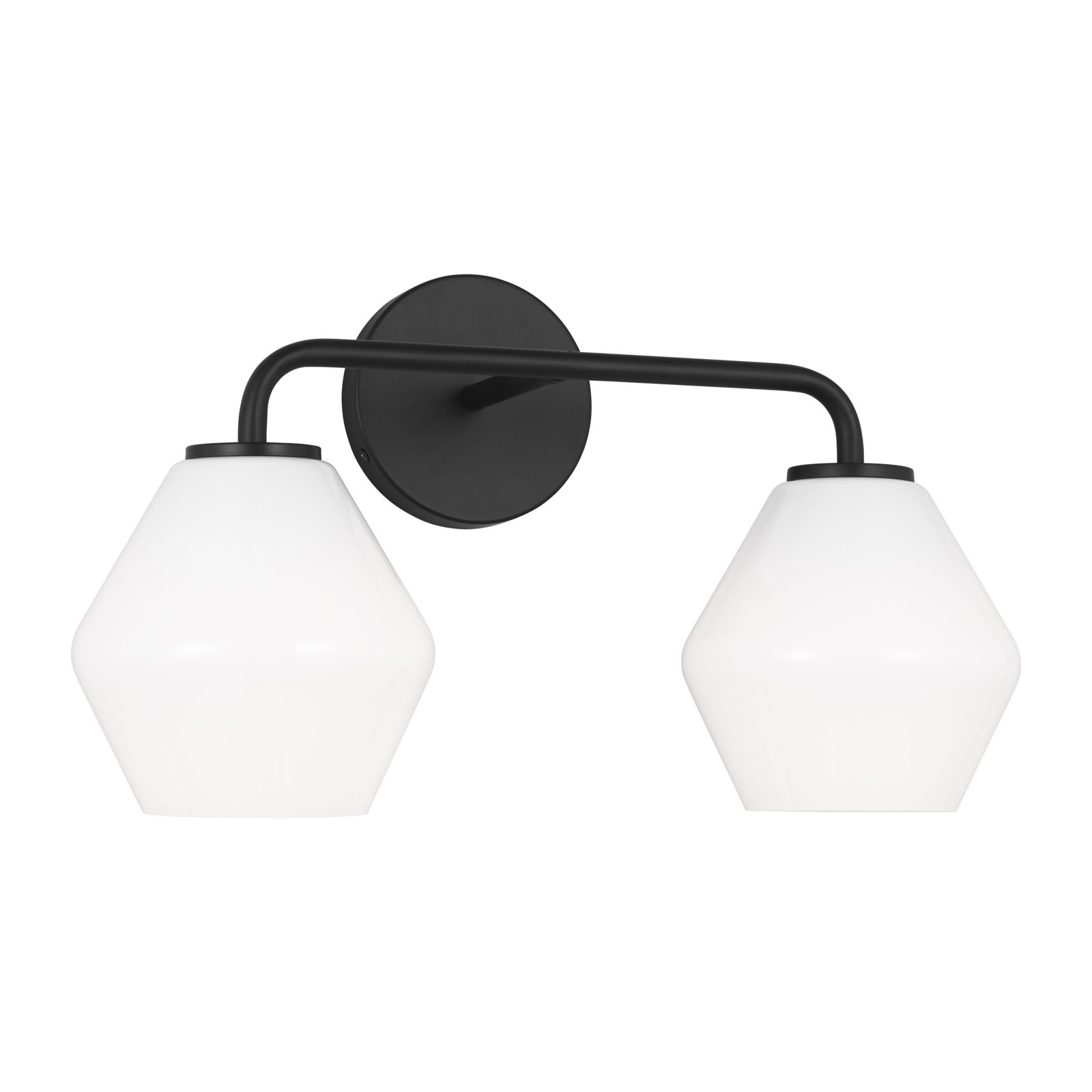 Rooks 2 Light Dimmable Vanity Light, Midnight Black, White