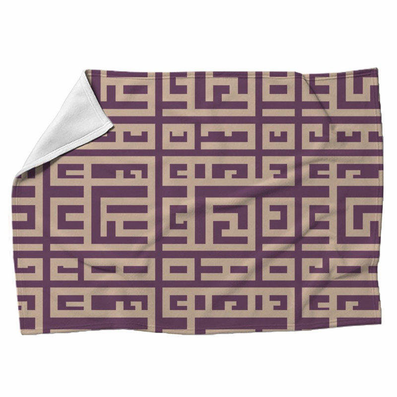 Machine Printed Throw Blanket, Twin, Geometric, Purple/Beige