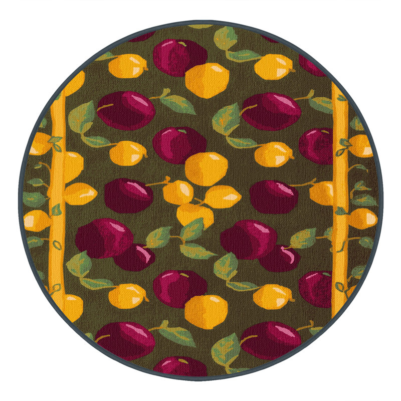  Tapis lavable avec des fruits Plumcot, Rond 3 pi