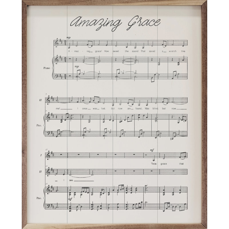 Amazing Grace Sheet Music Antique White, 20" H x 16" W