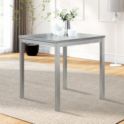 Table de salle à manger en bois carrée, table de cuisine pour petit espace, table de comptoir pour 4 personnes, gris argenté