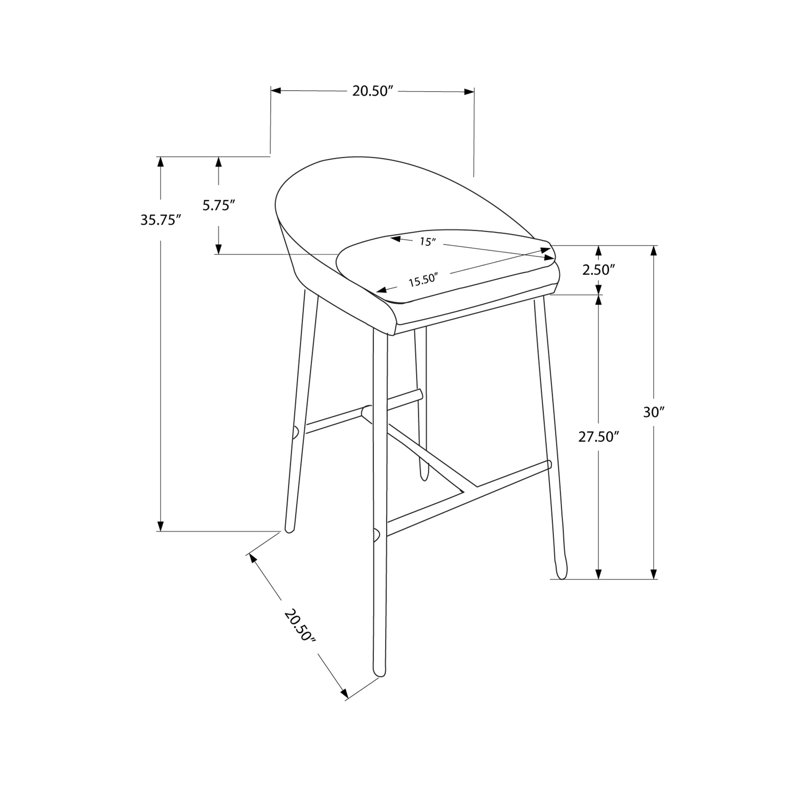 Tabouret de bar 2 pièces, hauteur, revêtement gris texturé, base en métal, revêtement confortable, utilisation