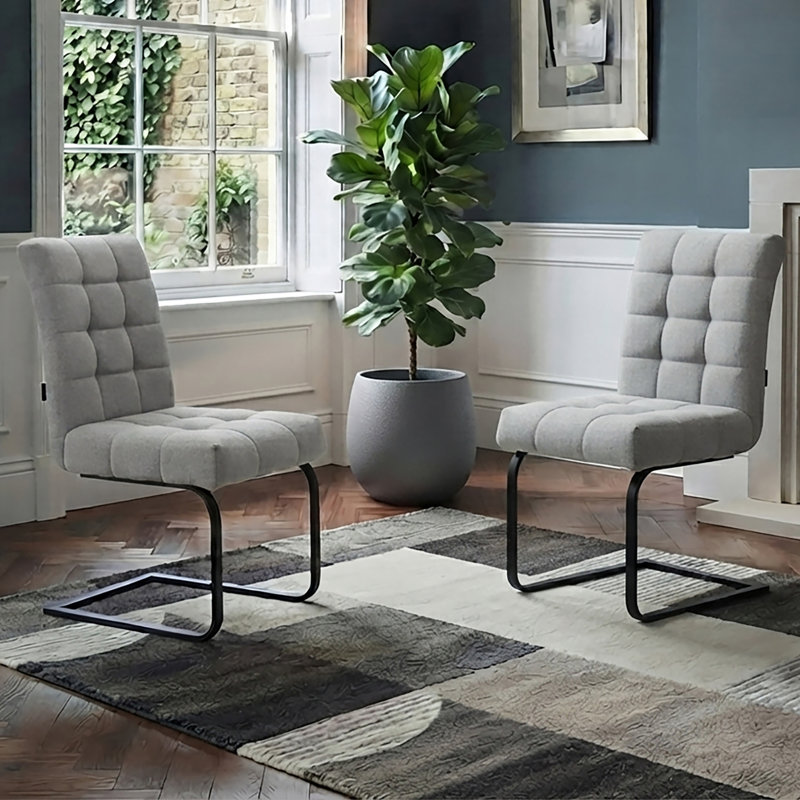 Agamemnon Dinning Chair 2pack Light Grey Fabric, Grey