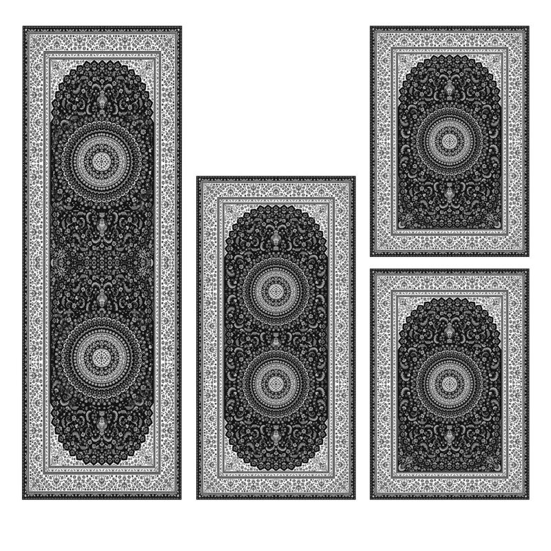  Tapis de cuisine 4Pcs grands tapis bohémiens tapis antidérapants lavables absorbants en microfibre moelleux tapis pour cuisine plancher évier de bureau buanderie foncé décor à la maison