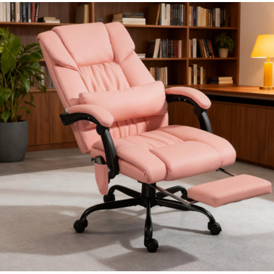 Fauteuil de bureau massant, fauteuil de bureau inclinable à haut dossier avec repose-pieds et télécommande