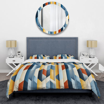 Ensemble de housse de couette à rayures multicolores