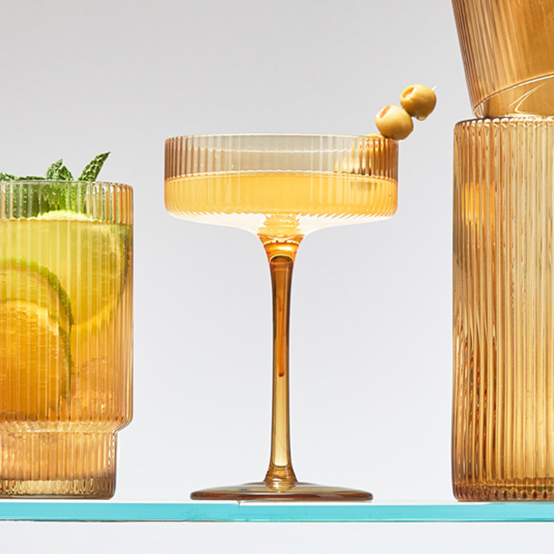 Harmon 10 oz Ensemble de cristal taillé, Ambre