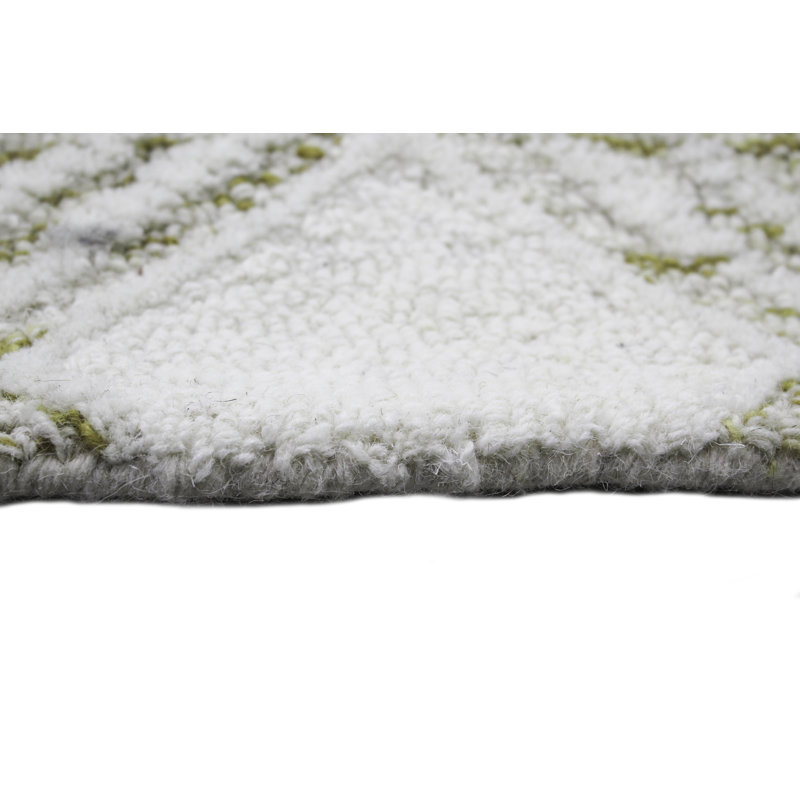 Ivory and Gold Handmade Wool Tufted Rectangular Rug 7'6" x 9'6"