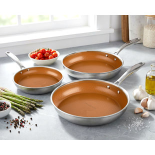 Ceramax 3 Piece Nonstick Frying Pan Set With Micro Textured Ceramic Etched Design 