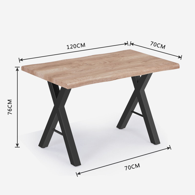 Dulane Metal Base Dining Table, Light Brown