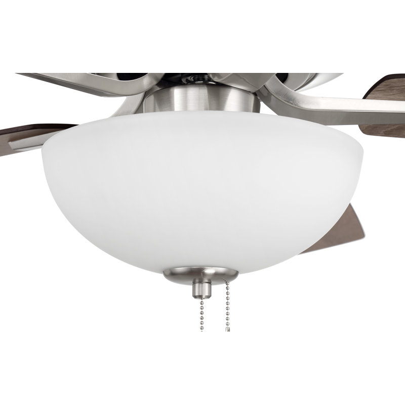 Brushed Polished Nickel 52" Ceiling Fan with Frosted Glass Bowl Light