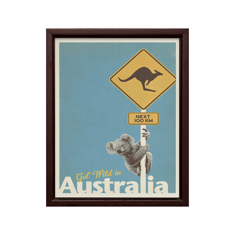 «Get Wild» en Australie, Canvas, 16"H x 20"W, Brown Framed